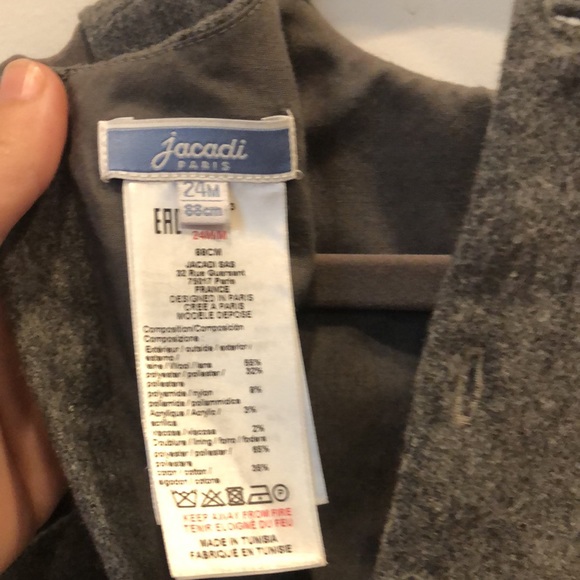 Jacadi gorgeous grey wool jumper w white cross stitch - size 24m - Picture 5 of 5